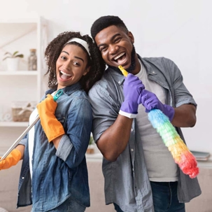 Couple spring cleaning