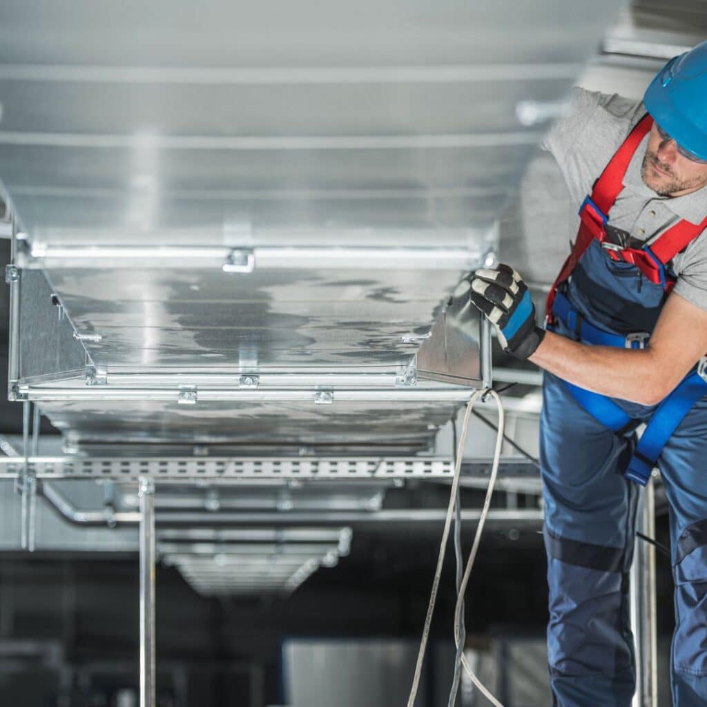 commercial hvac system being installed
