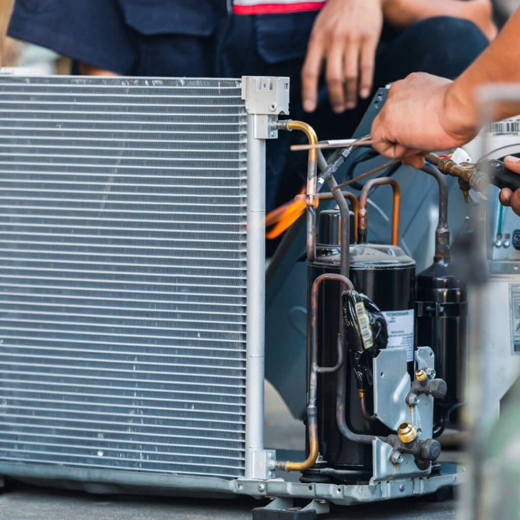 evaporator coils getting cleaned by hvac team