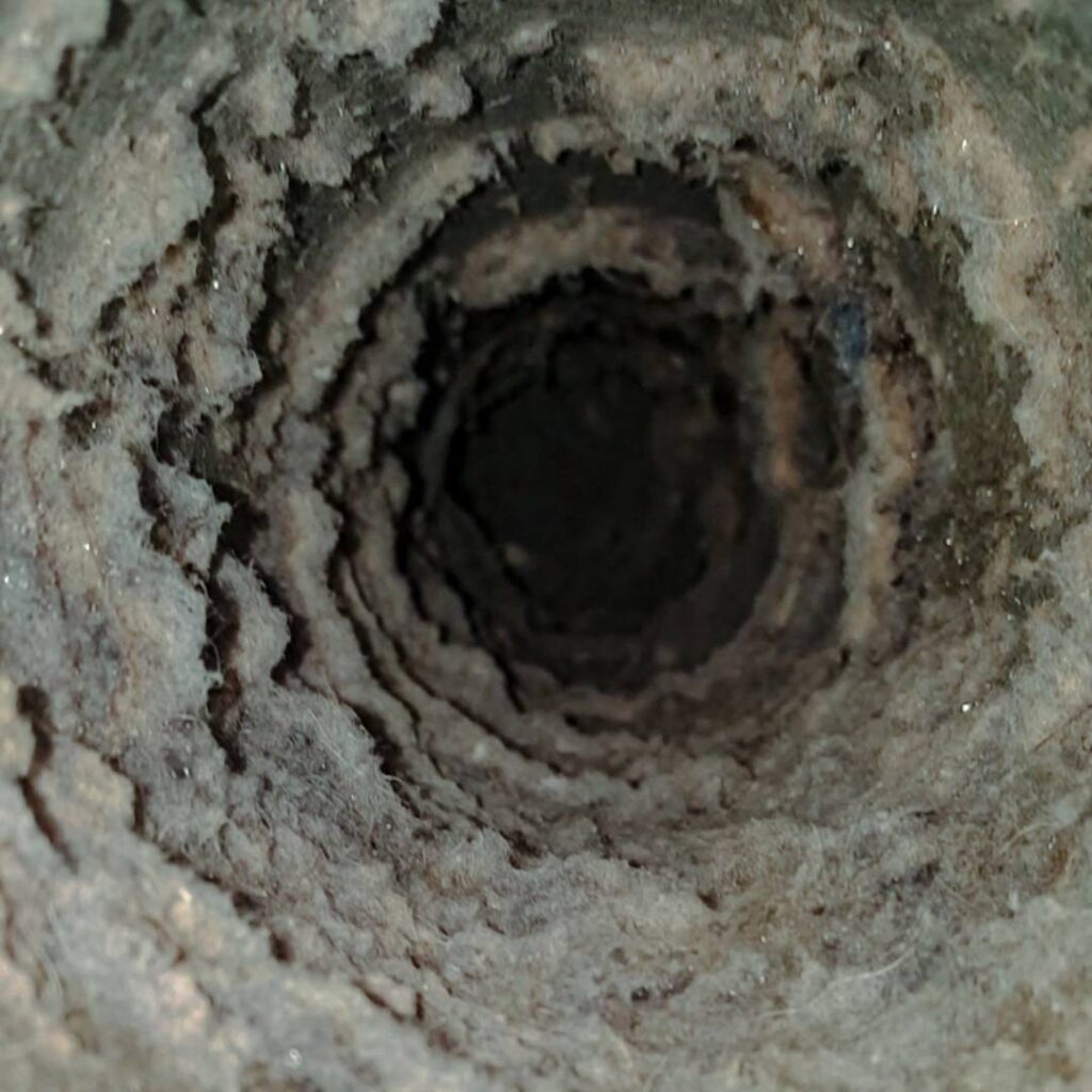 filthy dryer vent in need of deep cleaning