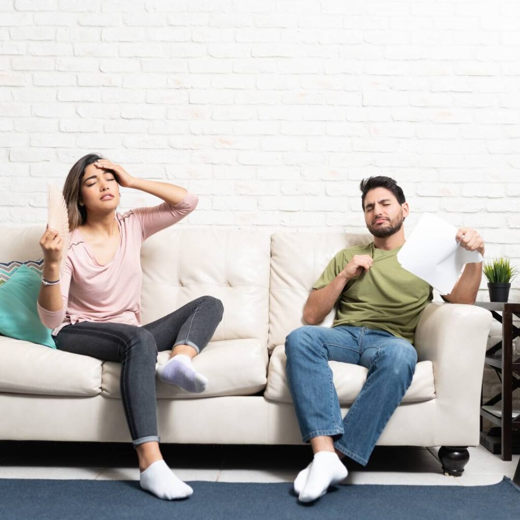 couple with a broken ac unit during the summer in alabama